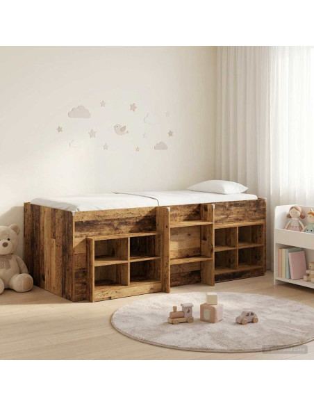 Struttura Letto Loft con Mobile 3 pz Legno antico