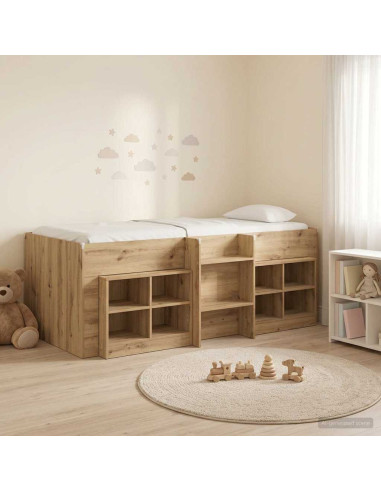 Struttura Letto Loft con Mobile 3 pz Rovere Artigianale