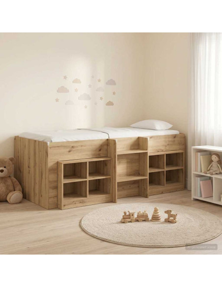 Struttura Letto Loft con Mobile 3 pz Rovere Artigianale