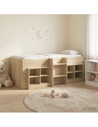 Struttura Letto Loft con Mobile 3 pz Rovere Sonoma