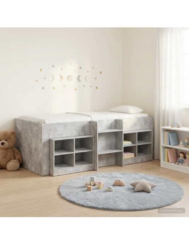 Struttura Letto Loft con Mobile 3 pz Grigio Cemento