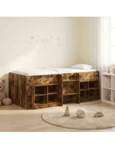 Struttura Letto Loft con Mobile 3 pz Rovere Fumo