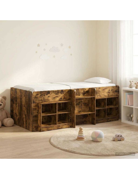 Struttura Letto Loft con Mobile 3 pz Rovere Fumo