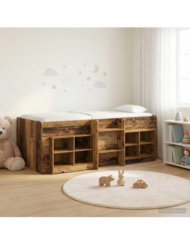 Struttura Letto Loft con Mobile 3 pz Legno antico