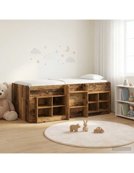 Struttura Letto Loft con Mobile 3 pz Legno antico