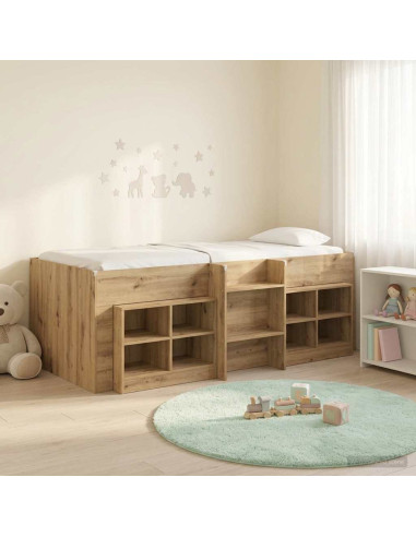 Struttura Letto Loft con Mobile 3 pz Rovere Artigianale