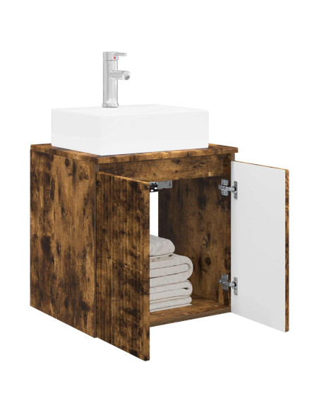 Mobile Lavabo da Parete Rovere Fumo 49,5 x 41 x 62,5 cm