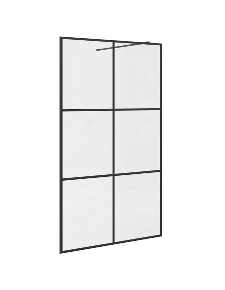 Parete per Doccia Walk-in Vetro Trasparente ESG 115x195cm Nera