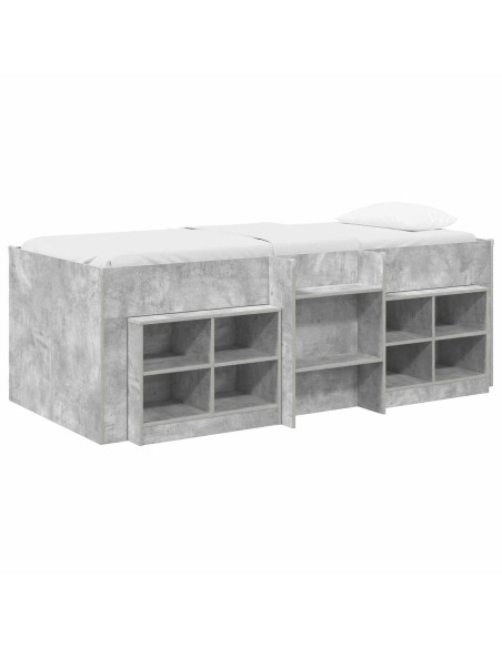Struttura Letto Loft con Mobile 3 pz Grigio Cemento
