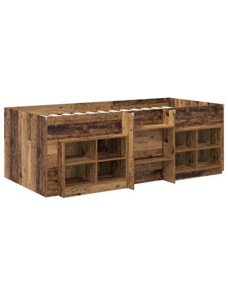 Struttura Letto Loft con Mobile 3 pz Legno antico