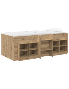 Struttura Letto Loft con Mobile 3 pz Rovere Artigianale 2