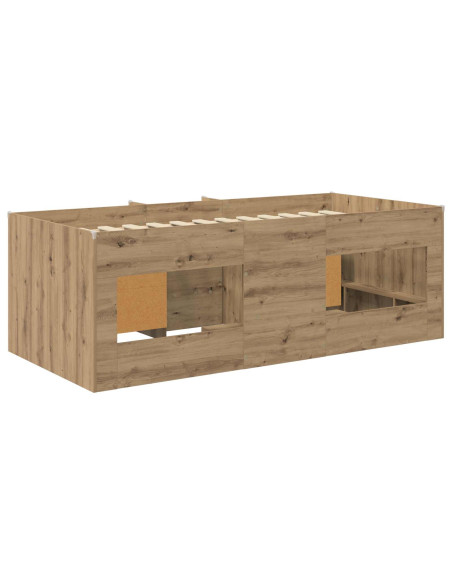 Struttura Letto Loft con Mobile 3 pz Rovere Artigianale