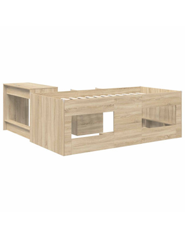 Letto alto per bambini con scrivania 2 pz Rovere Sonoma