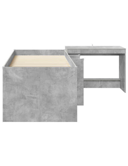 Letto alto per bambini con scrivania 2 pz Grigio Cemento
