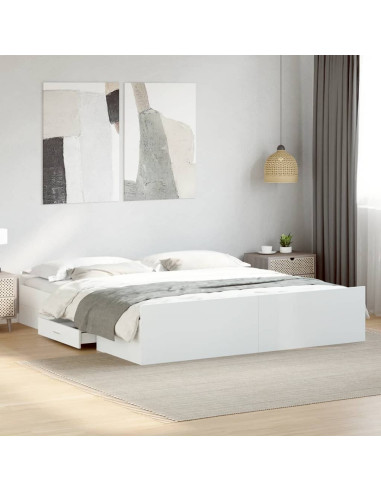 Giroletto con Cassetti Bianco 180x200 cm in Legno Multistrato