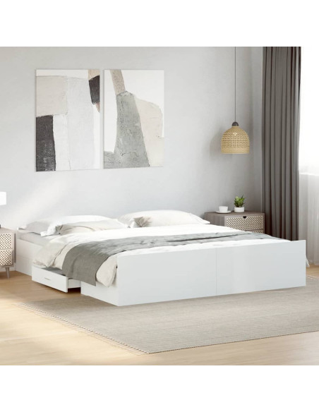 Giroletto con Cassetti Bianco 180x200 cm in Legno Multistrato