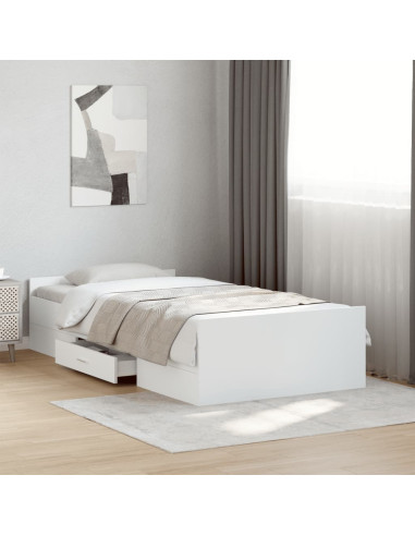 Giroletto con Cassetti Bianco 100x200 cm in Legno Multistrato