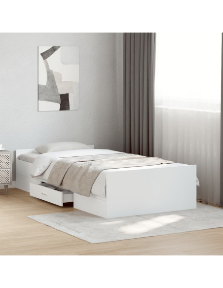 Giroletto con Cassetti Bianco 100x200 cm in Legno Multistrato