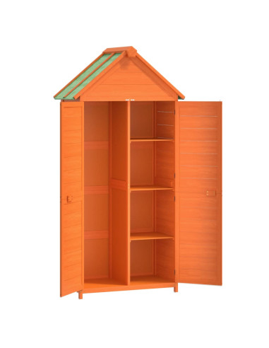 Set Rimessa Attrezzi Giardino 2pz Marrone Legno Massello Pino