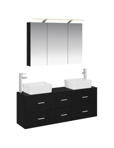 Set di mobili per il bagno 4 pcs Rovere Nero