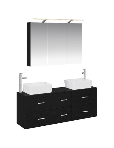 Set di mobili per il bagno 4 pcs Rovere Nero