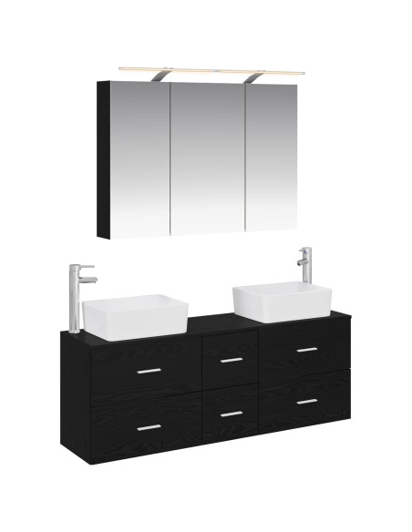 Set di mobili per il bagno 4 pcs Rovere Nero