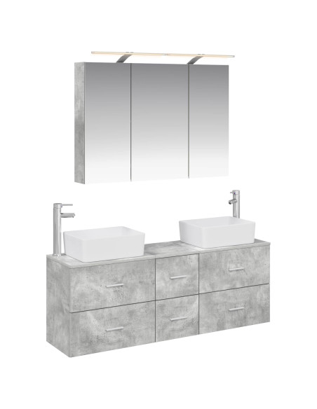 Set di mobili per il bagno 4 pcs Grigio Cemento
