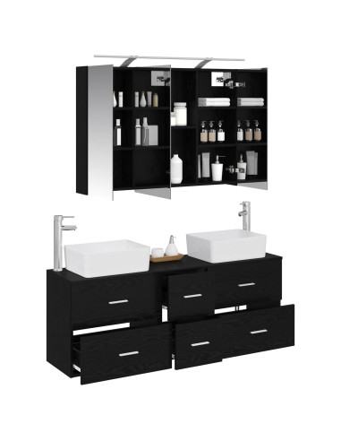 Set di mobili per il bagno 4 pcs Rovere Nero