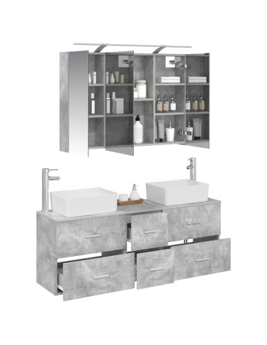 Set di mobili per il bagno 4 pcs Grigio Cemento