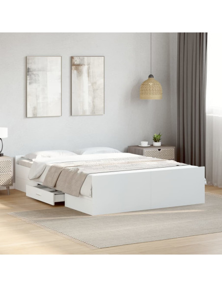 Giroletto con Cassetti Bianco 140x190 cm in Legno Multistrato