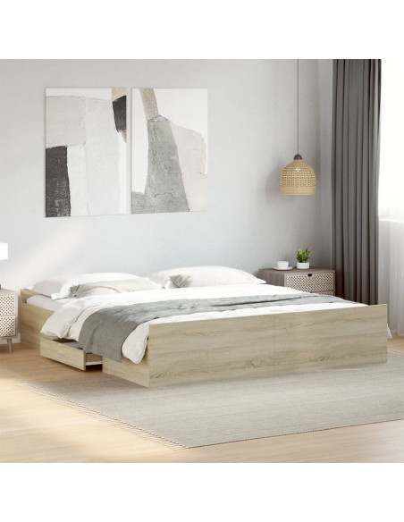 Giroletto Cassetti Rovere Sonoma 180x200 cm Legno Multistrato