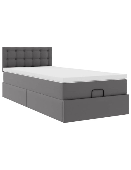 Letto Pouf con Materasso Grigio 80x200 cm Similpelle