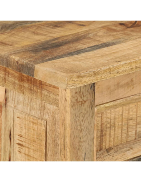 Scarpiera 4 Livelli con Cassetto Legno Massello di Mango Grezzo