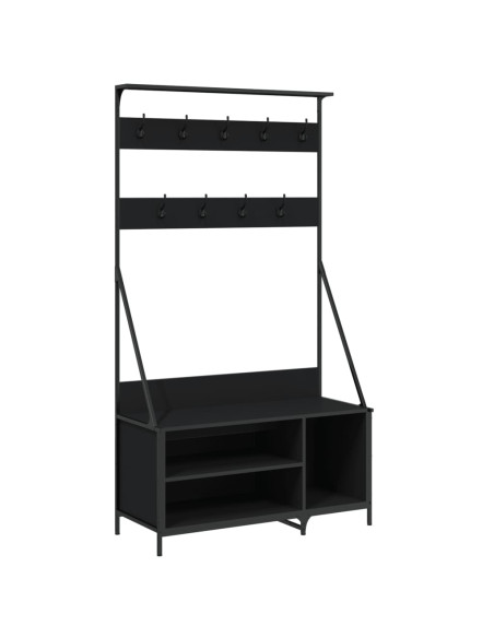 Appendiabiti con Porta Scarpe Nero 100x41x184 cm