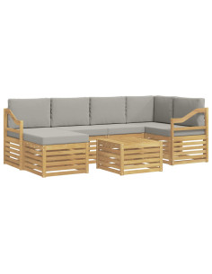 Set di divani da esterno 7 pcs Bianco e Grigio Chiaro 2