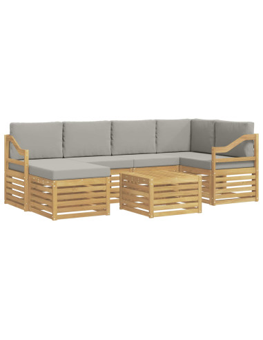 Set di divani da esterno 7 pcs Bianco e Grigio Chiaro