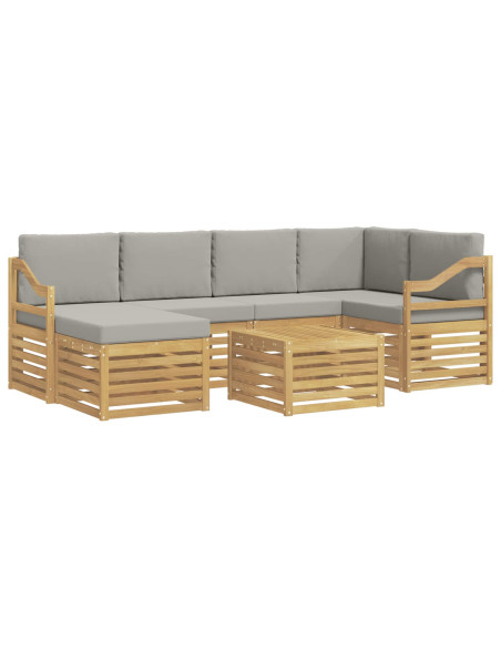Set di divani da esterno 7 pcs Bianco e Grigio Chiaro