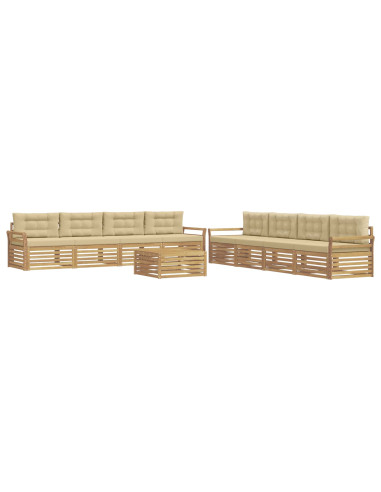 Set di divani da esterno 9 pcs Bianco e Beige