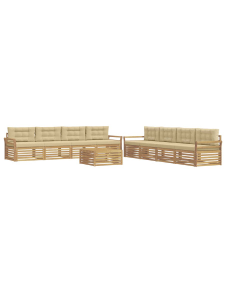 Set di divani da esterno 9 pcs Bianco e Beige