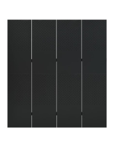 Paravento a 4 Pannelli Nero 160x180 cm in Acciaio