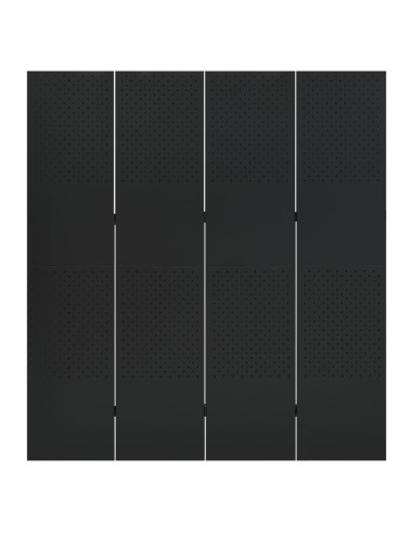 Paravento a 4 Pannelli Nero 160x180 cm in Acciaio