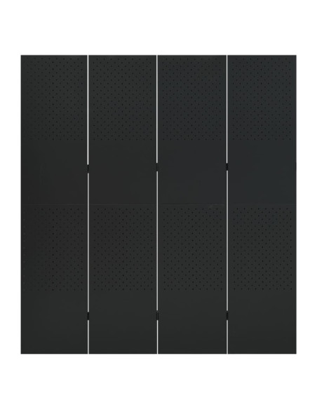 Paravento a 4 Pannelli Nero 160x180 cm in Acciaio