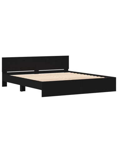 Struttura del letto con testiera Rovere Nero 203 x 185 x 70 cm