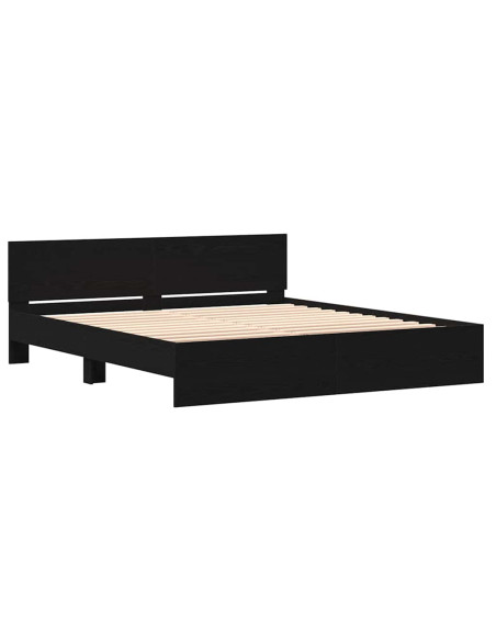 Struttura del letto con testiera Rovere Nero 203 x 185 x 70 cm