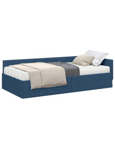 Struttura Letto Angolare con Materasso Altro 2 pcs Blu Tessuto 2