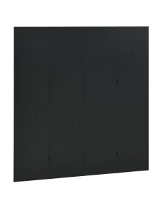 Paravento a 4 Pannelli 2 pz Nero 160x180 cm in Acciaio 2