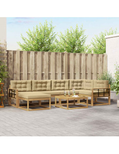 Set di divani da esterno 7 pcs Bianco e Beige