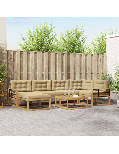 Set di divani da esterno 7 pcs Bianco e Beige