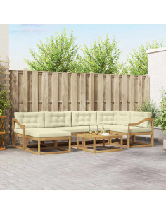 Set di divani da esterno 7 pcs Bianco e Crema