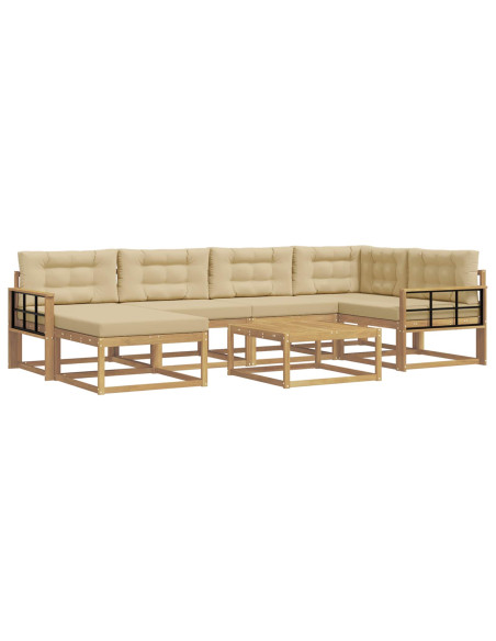 Set di divani da esterno 7 pcs Bianco e Beige